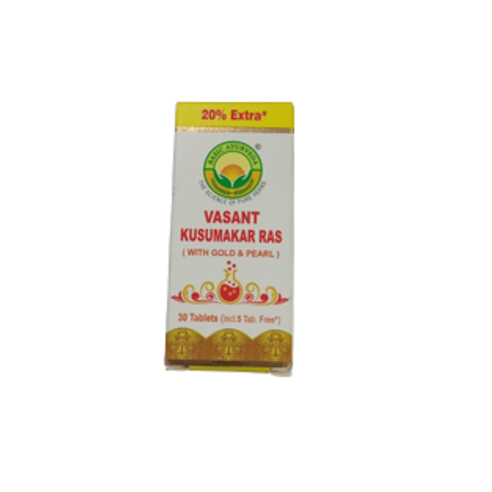 Basic Ayurveda Vasant Kusumakar Ras (With Gold) Tablets - Distacart