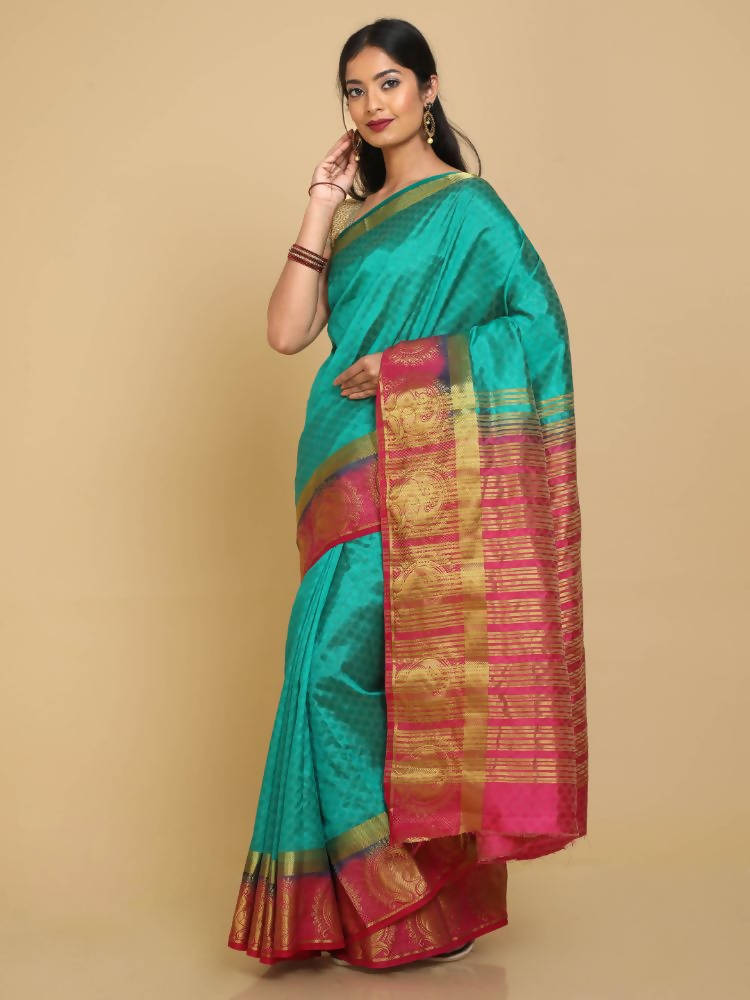 Kalamandir Floral Green Pashmina Saree