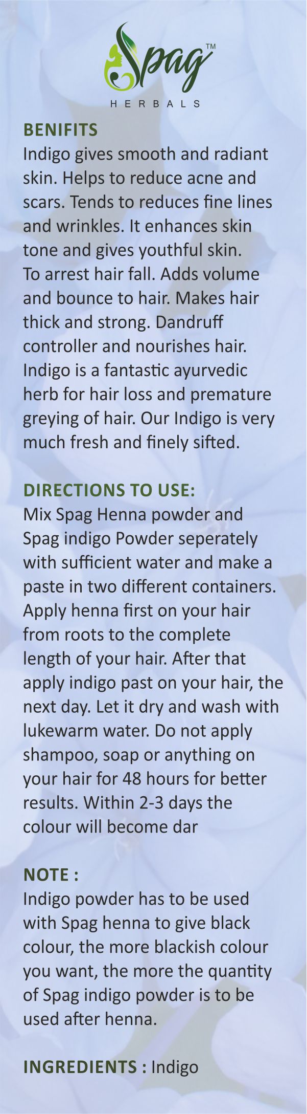 Spag Herbals Premium Indigo Powder - Distacart