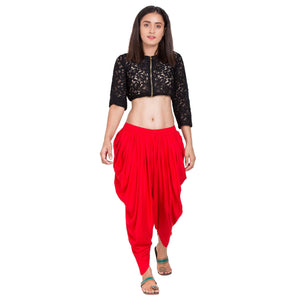 Asmaani Red Color Solid Dhoti Patiala