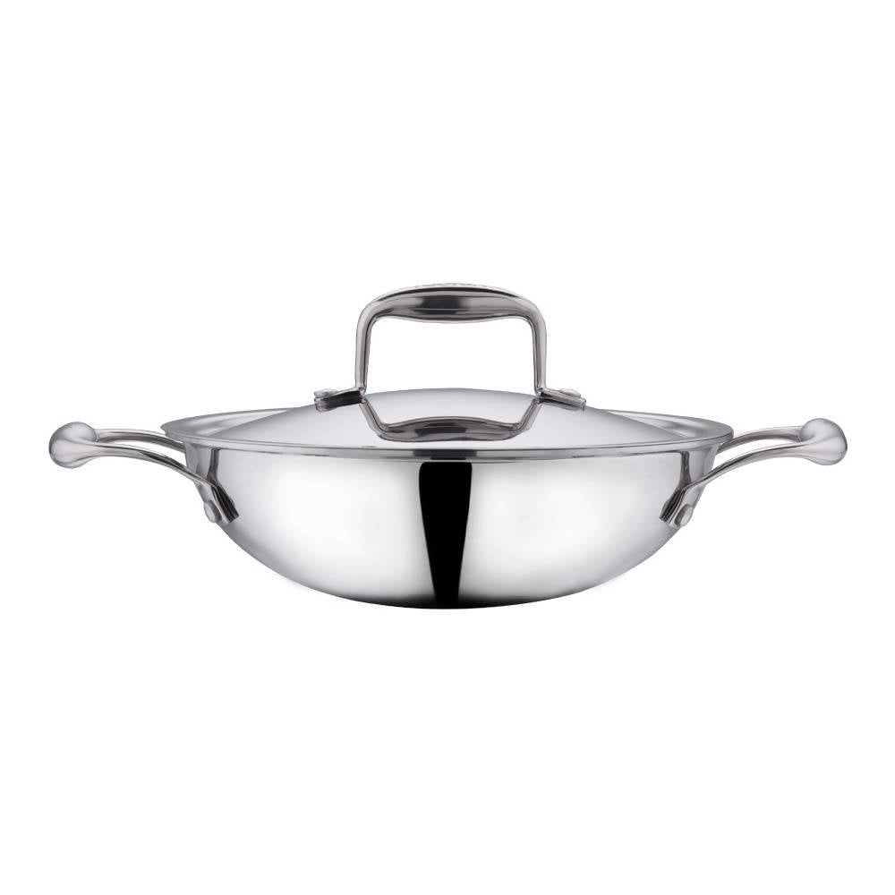 Vinod Platinum Triply Stainless Steel Kadai With Lid - Distacart