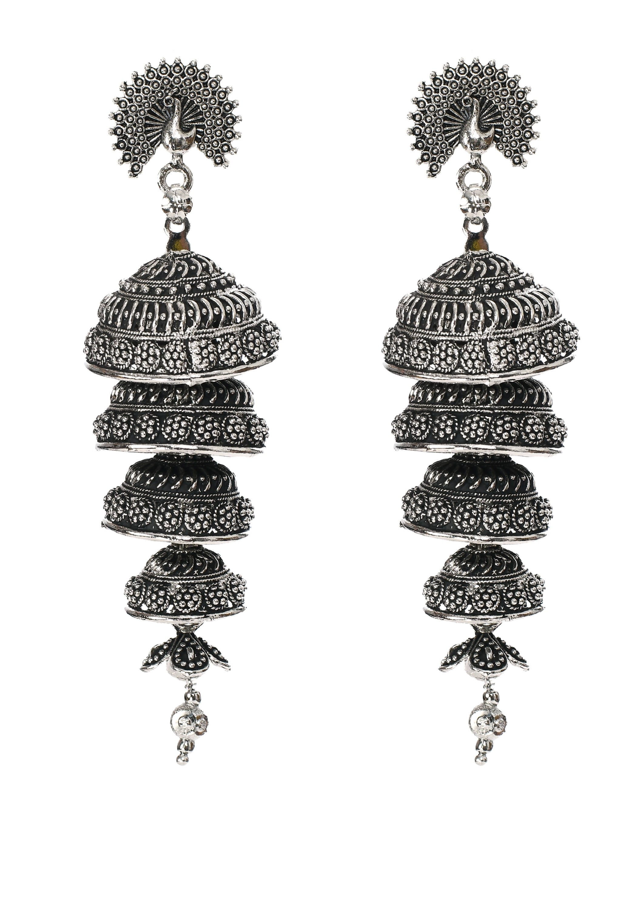 Mominos Fashion Johar Kamal Peacock Design Silver Colour Earrings - Distacart
