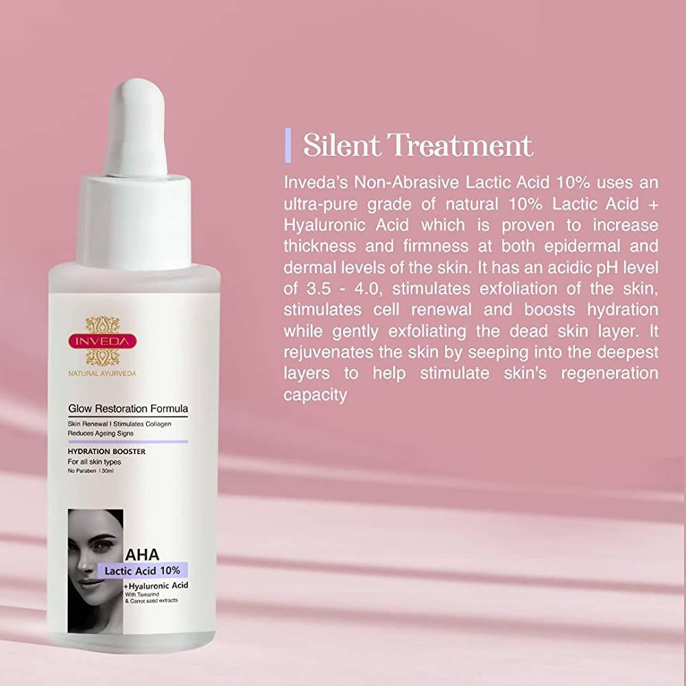 Inveda AHA Lactic Acid 10% + Hyaluronic Acid Glow Restoration Formula