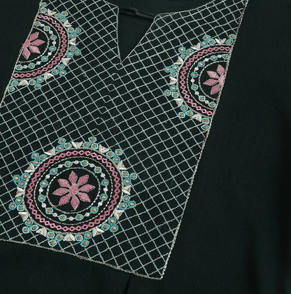 Green Rayon Yoke Embroidered A-line Top - Tarini - Distacart