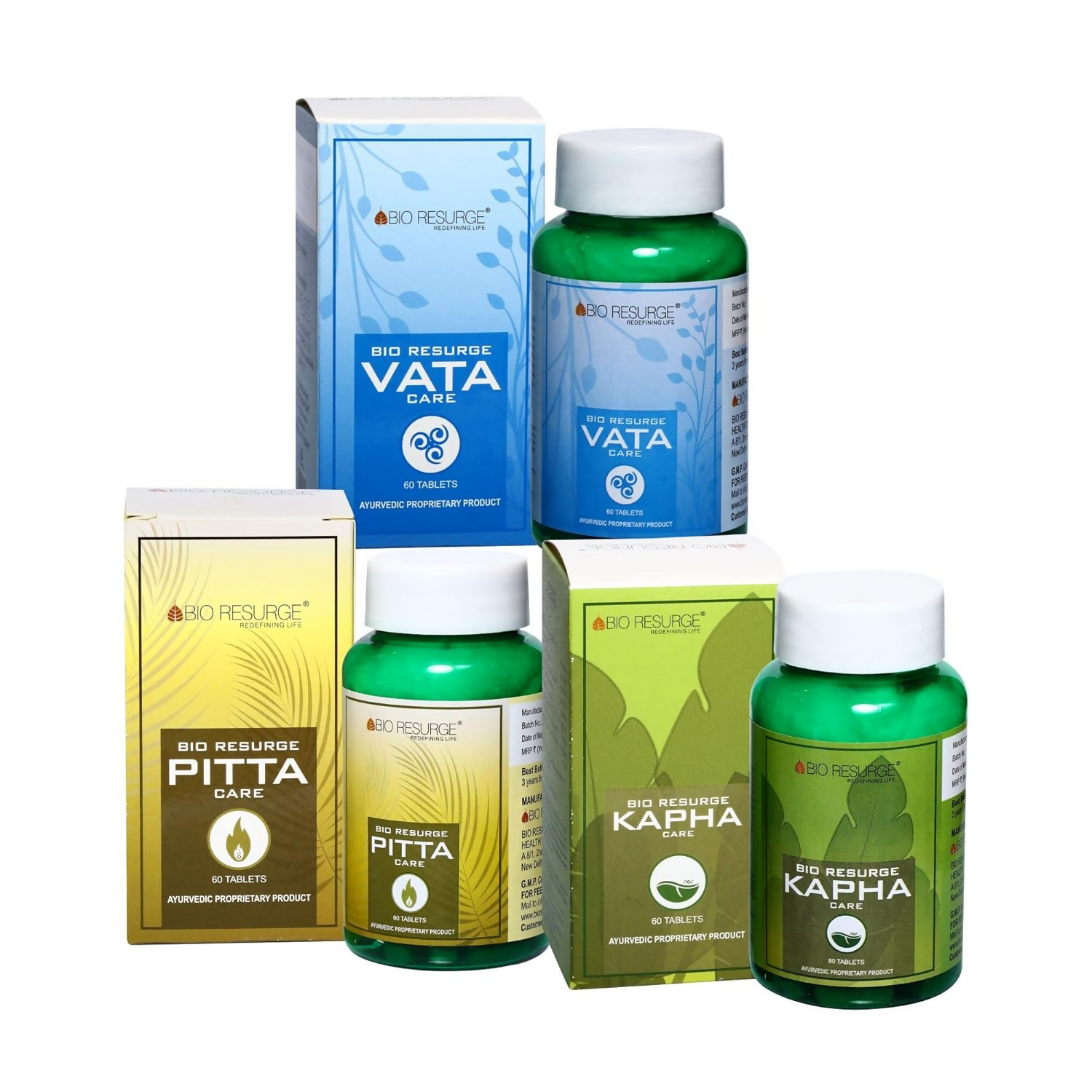 Bio Resurge Life Pitta Vatta Kapha Tablets Combo - Distacart