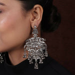 Thumbnail for Mominos Fashion Joharkamal Silver-Plated Peacock Design Drop Earrings For Women - Distacart