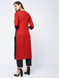 Thumbnail for Aniyah Cotton Red Color Stylish Block Straight Kurta (AN-107K)