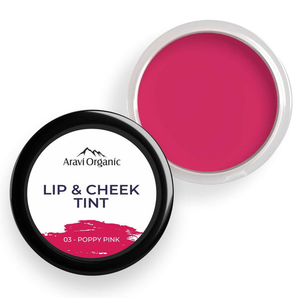 Aravi Organic Everyday Vegan Lip and Cheek Tint Balm Lip Tint - Poppy Pink - Distacart