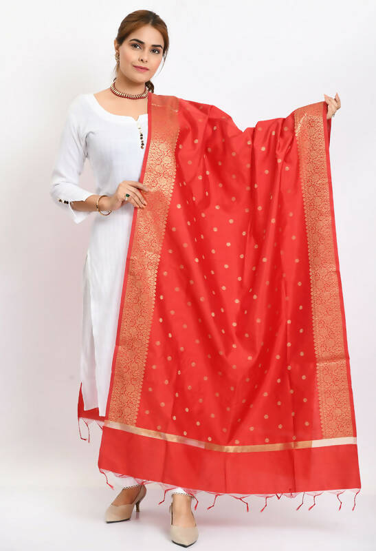 Mominos Fashion Moeza Women's Banarsi Silk Woven Design Red Dupatta - Distacart