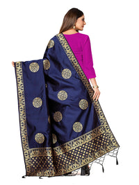 Thumbnail for Mimosa Women's Banarasi Art Silk Navy Dupatta - Distacart