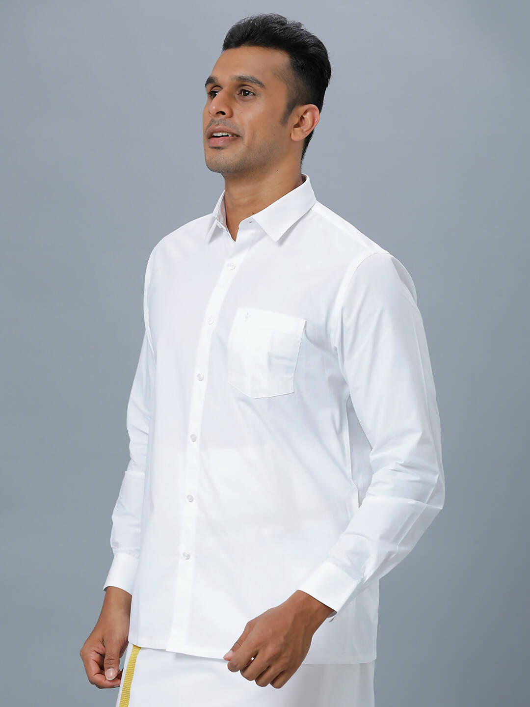 Ramraj Cotton Mens Full Sleeve Formal Poly Cotton White Shirt - Distacart