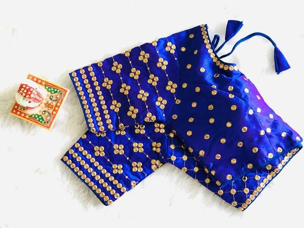 Vamika Blue Banglori Silk Embroidery Blouse - Distacart