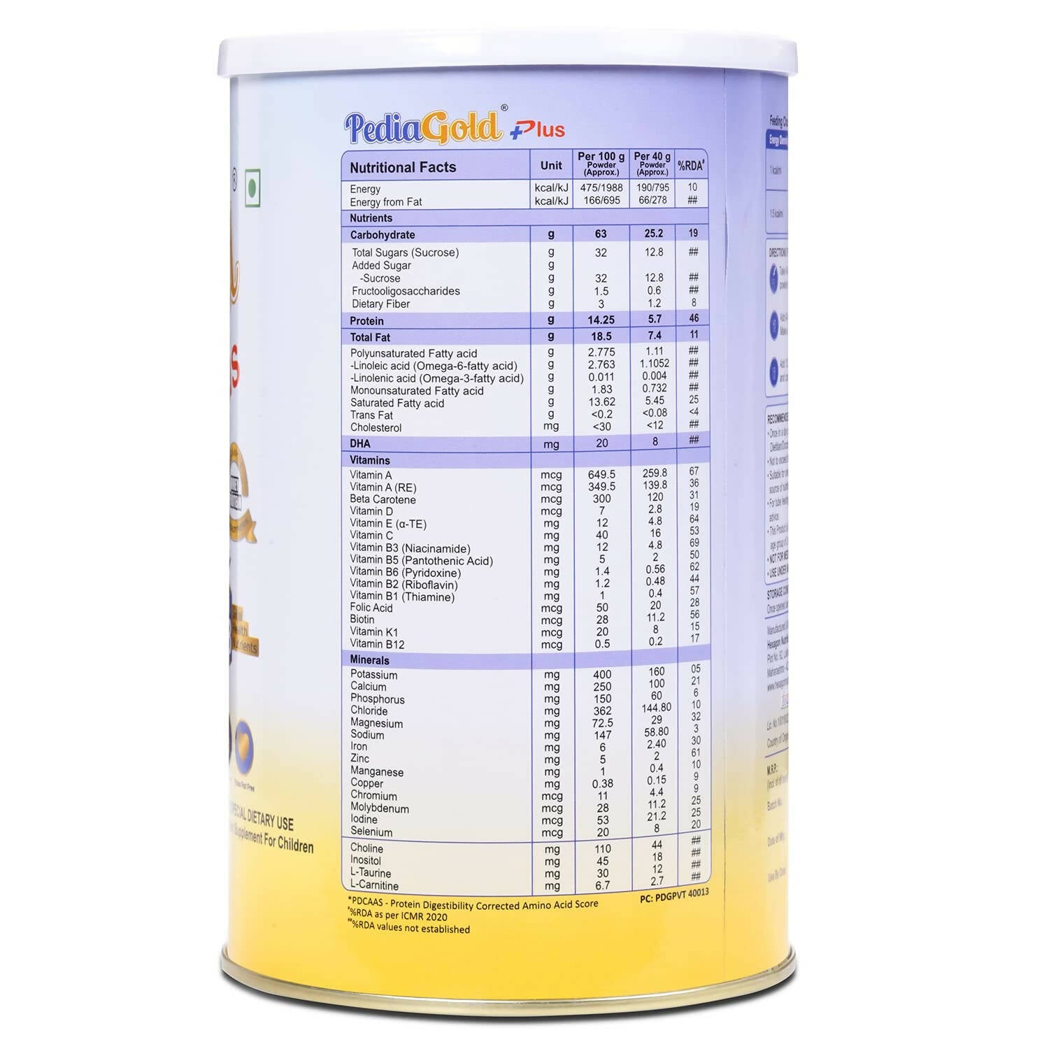 PediaGold Plus 100% Peptide Diet for Children - Vanilla Flavor - Distacart