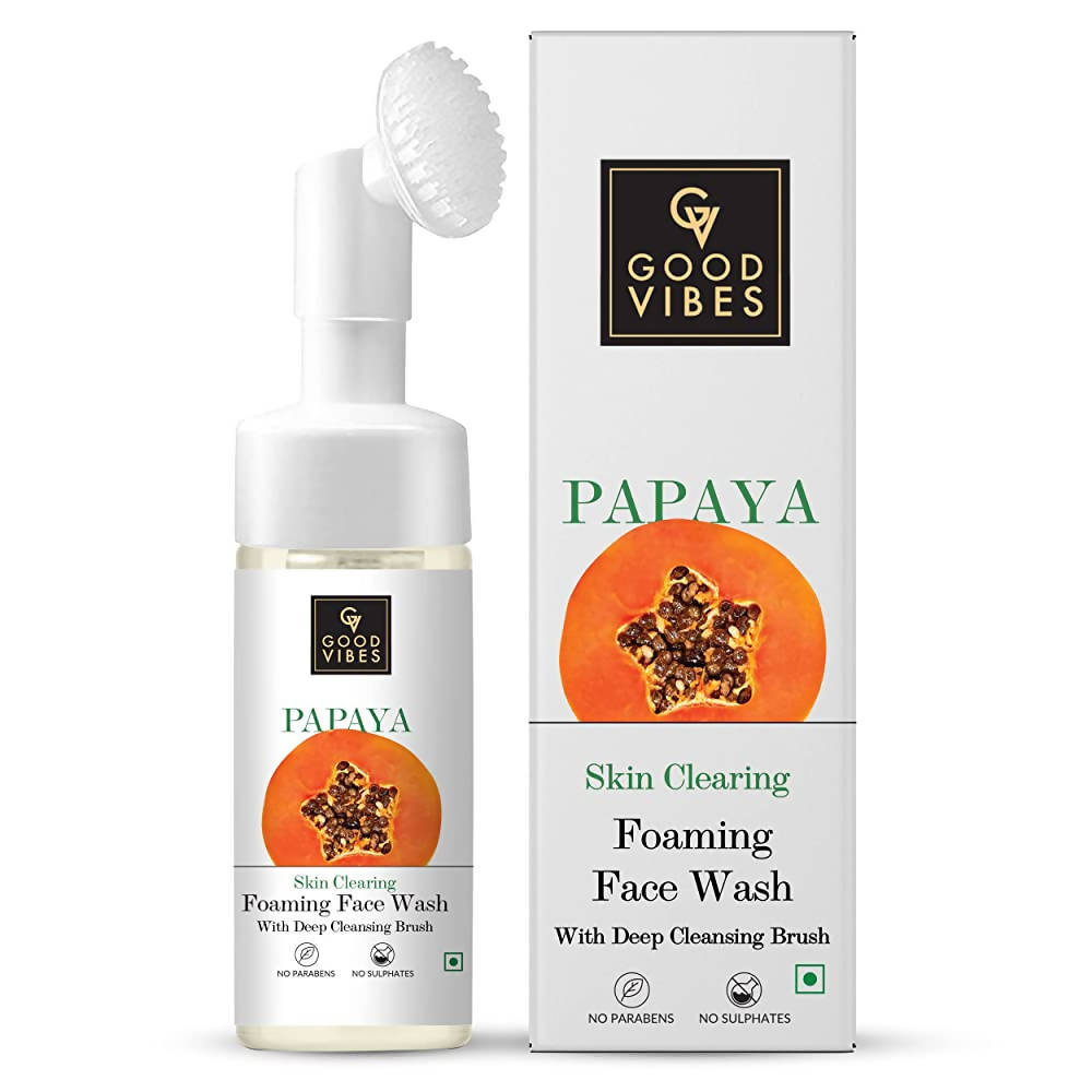 Good Vibes Papaya Skin Clearing Foaming Face Wash with Deep Cleansing Brush