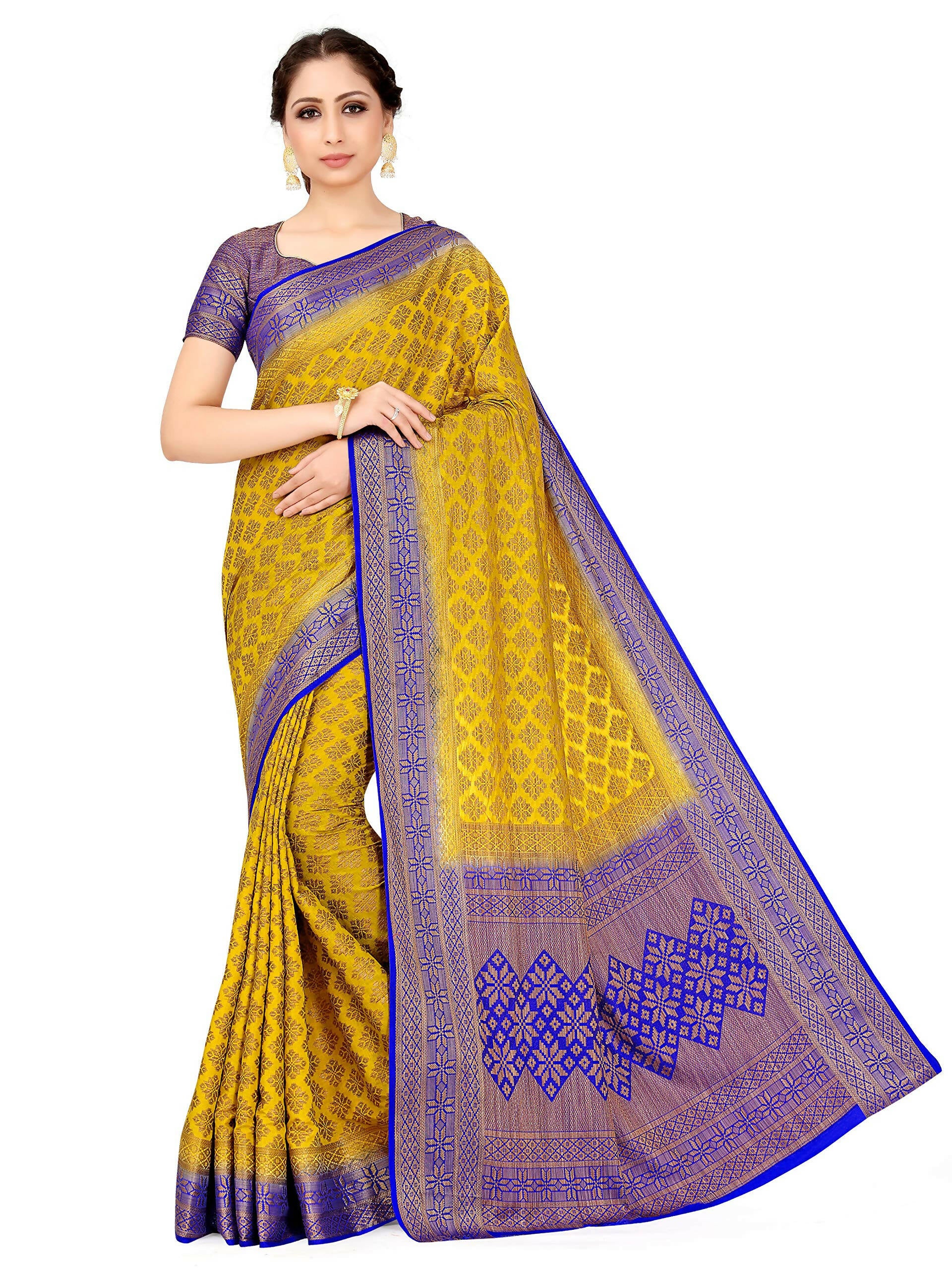 Mimosa Women's Mustard Yellow Patola Art Silk Saree - Distacart