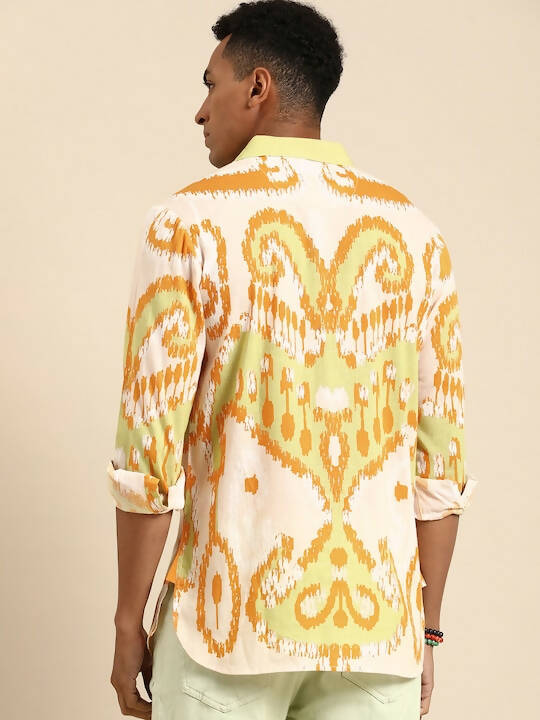 Off White Men Pure Cotton Relaxed Opaque Printed Casual Resort Shirt - Mahotsav - Distacart