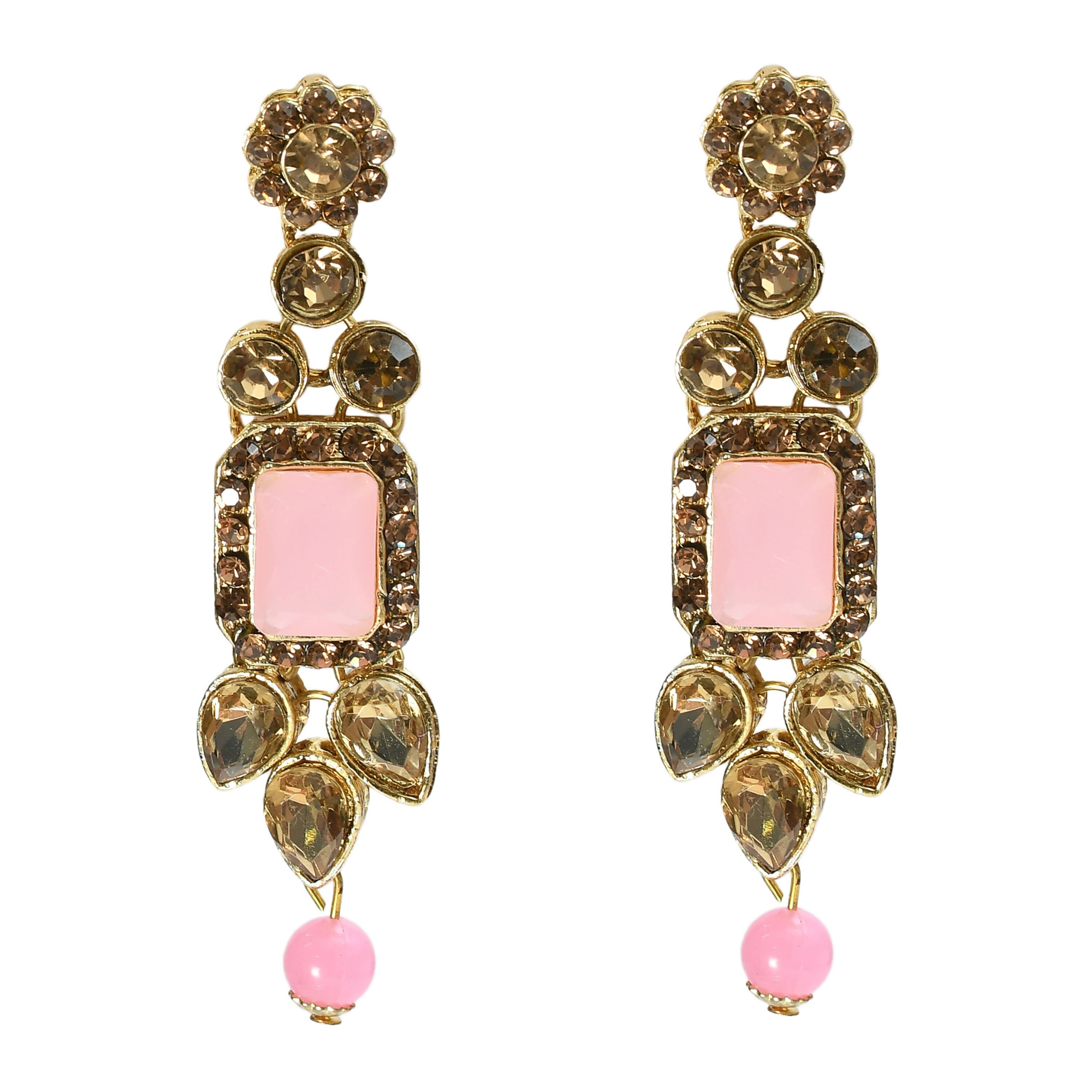 Mominos Fashion Johar Kamal Gold-Plated Brass Finish Kundan/Stone Choker For Women (Baby Pink) - Distacart