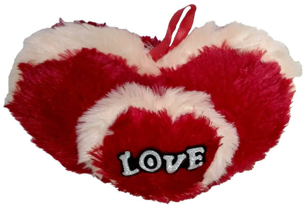 Red & Milky Love Heart Shape Pillow (Fur) Cushion - Distacart
