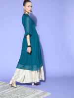 Thumbnail for Janasya Teal Woven Design Dobby Weave Kurta - Distacart