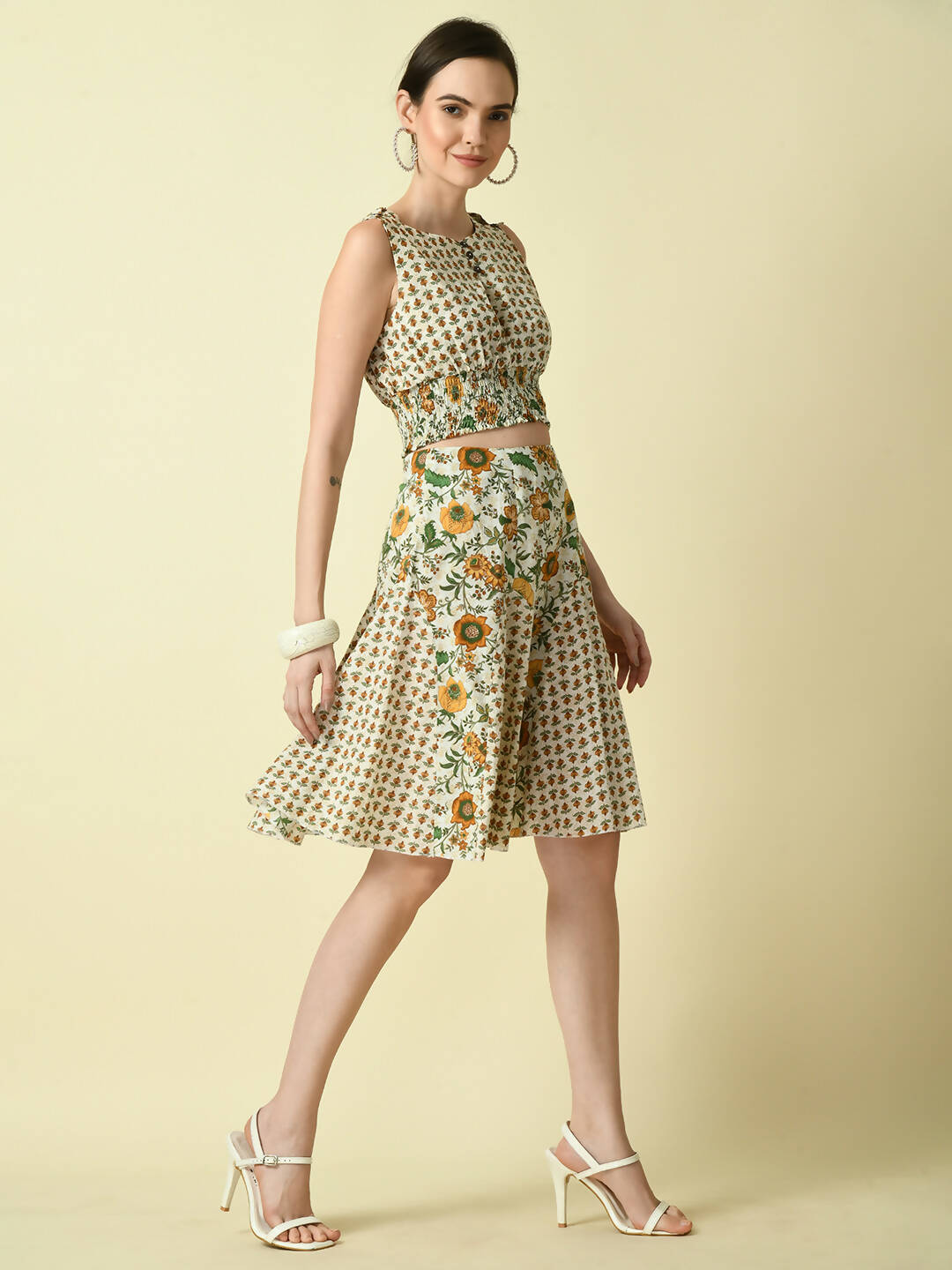 Myshka Women's Multi Pure Cotton Printed Flared Skirt - Distacart