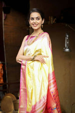 Thumbnail for Very Much Indian Handloom Pure Silk Paithani Pastel Light Yellow - Distacart