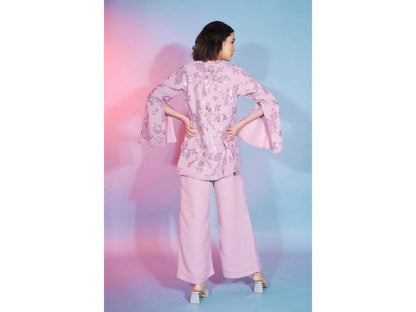 Pink Georgette Sequence With Thread Designer Co-Ord Set - Flory - Distacart
