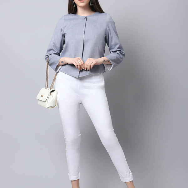 Even Apparels Grey Polywool Open Front Statement Women's Jacket (BF740) - Distacart