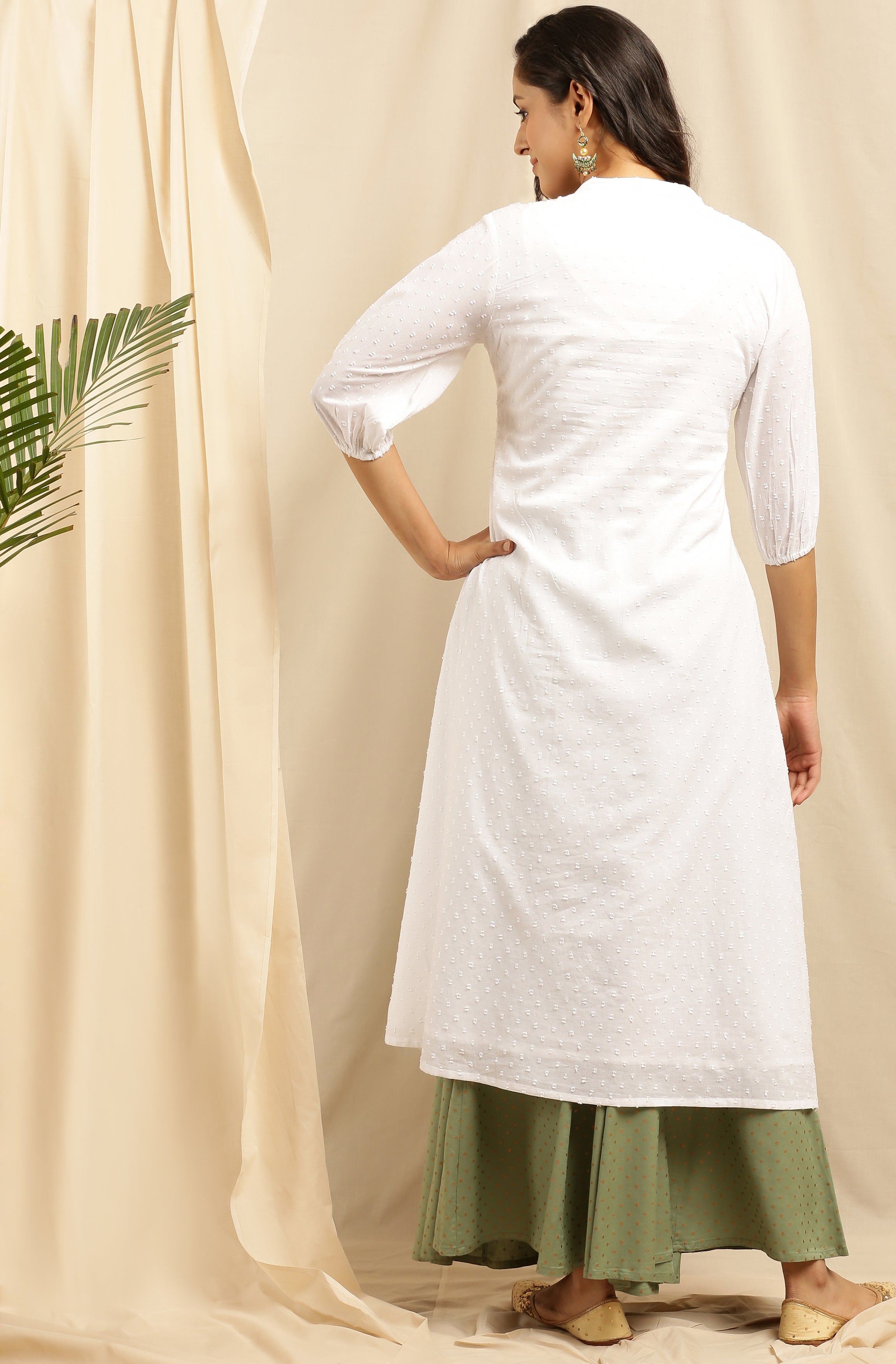 Janasya Women's White Cotton Embroidered Flared Kurta - Distacart