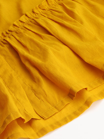 Janasya Women's Mustard Cotton Solid Flared Western Dress - Distacart