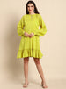 Janasya Women's Mustard Cotton Solid Drop-Waist Western Dress - Distacart