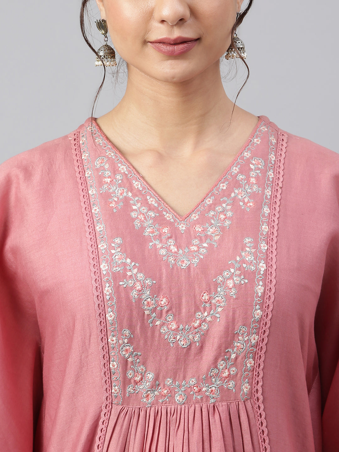 Janasya Women's Rose Red Polyester Solid Kurta With Pant - Distacart