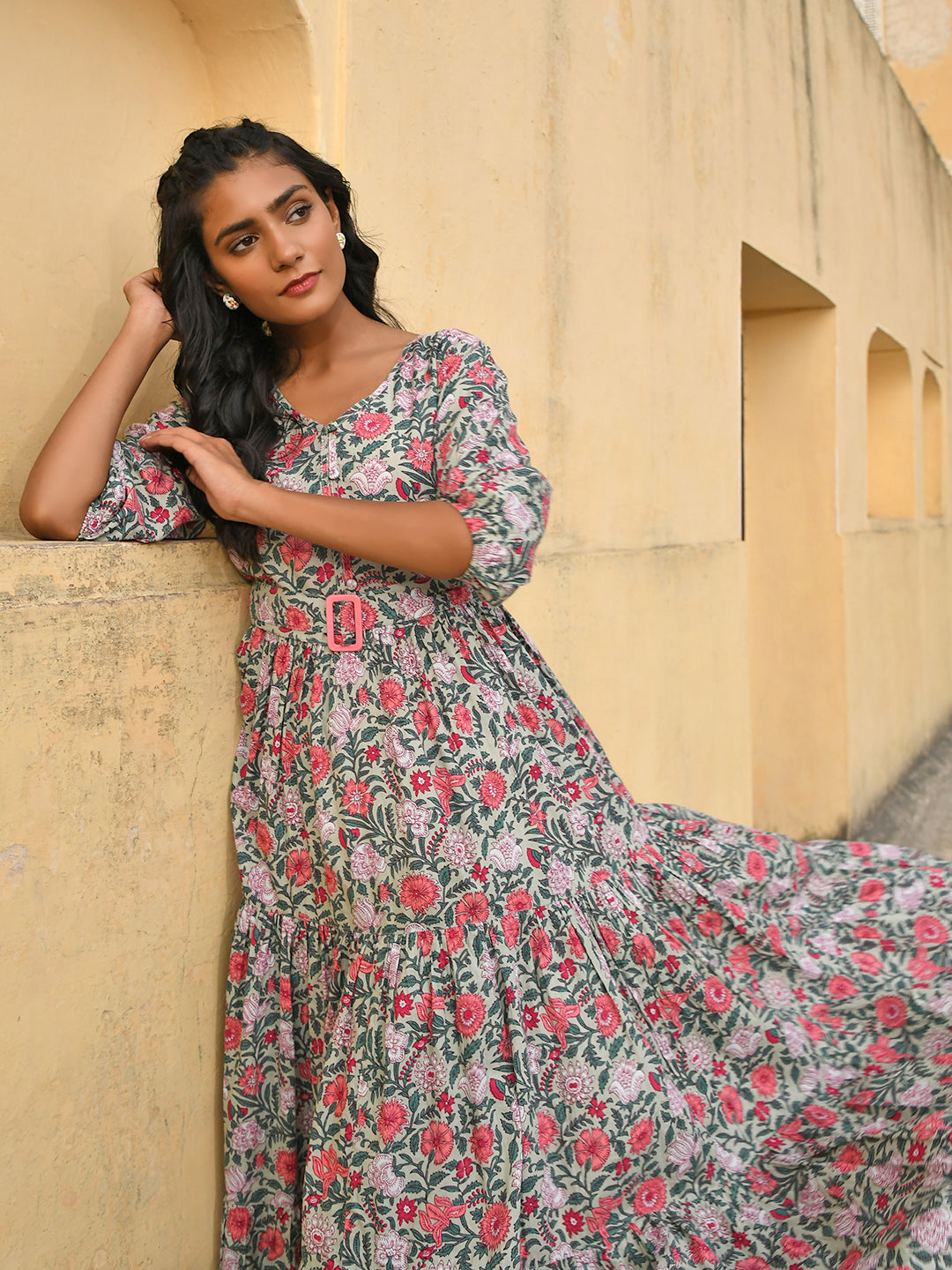 pastel western dress Women's Western Cowgirl Dress 70s Vintage Elegant Colorblock Maxi Dress Fall Casual Long Sleeve Boho Long Dress,White,S at Amazon Women's Clothing store