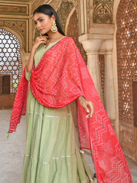 Thumbnail for Janasya Women's Pastel Green Cotton Solid Kurta With Pant And Dupatta - Distacart