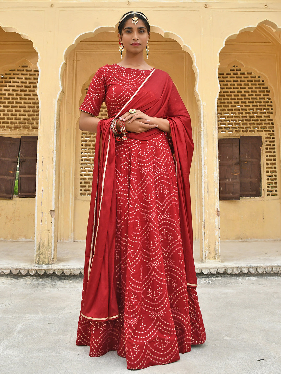 Janasya Women's Maroon Rayon Ethnic Motifs Foil Print Lehenga Choli With Dupatta - Distacart