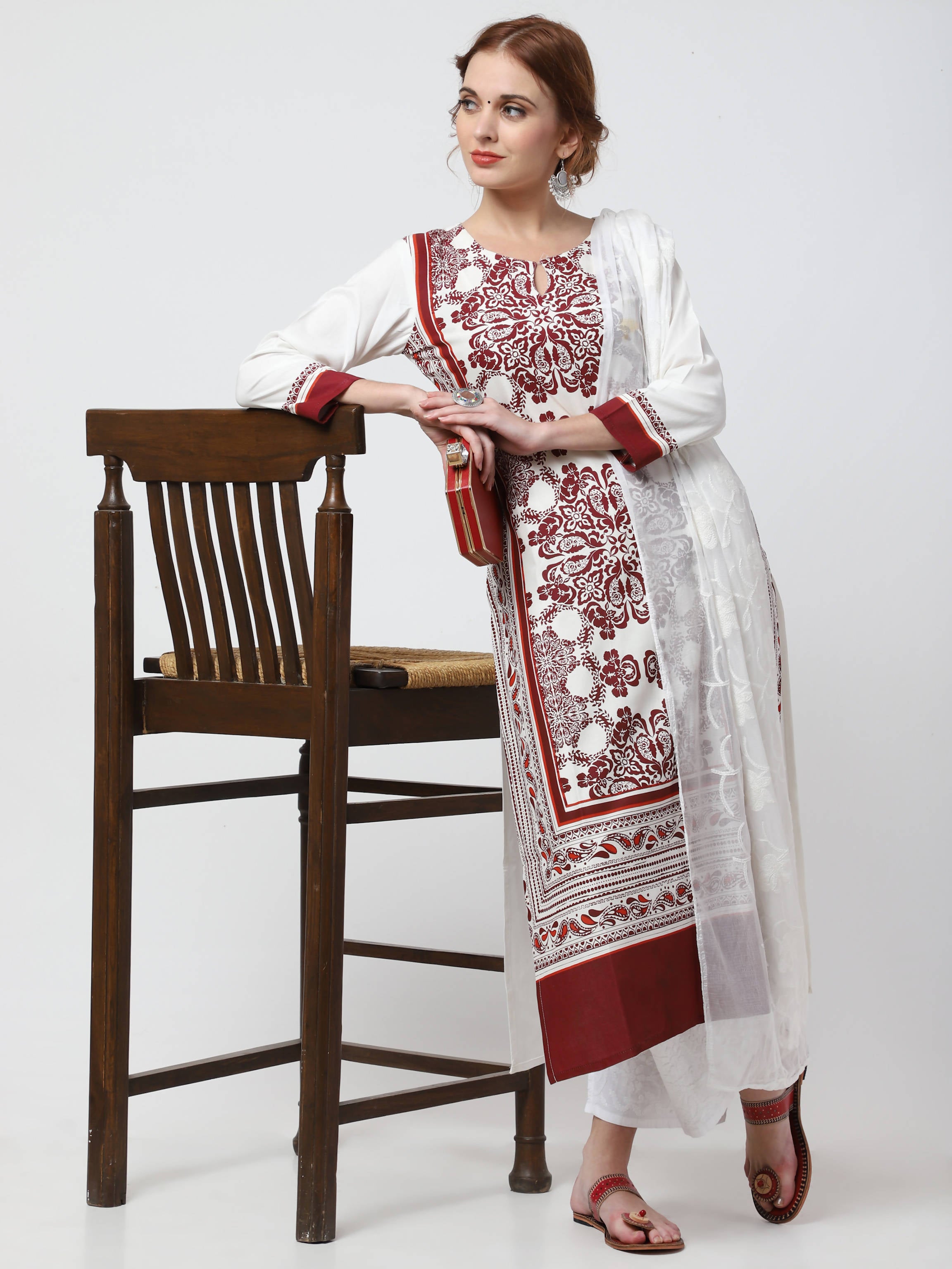 Cheera Kurta With Chikankari Palazzo & Embroidered Dupatta Set (CH092KPD) - Distacart