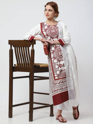 Cheera Kurta With Chikankari Palazzo & Embroidered Dupatta Set (CH092KPD) - Distacart