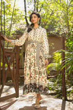 Thumbnail for Juniper Women Ivory Rayon Printed Tiered Dress - Distacart