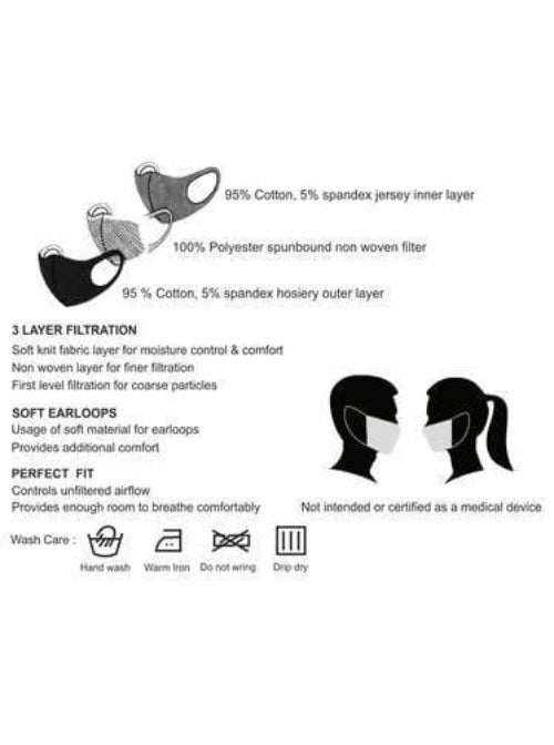 Ramraj Cotton Knitted Color Face Mask (3 Pieces Pack)