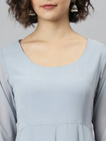 Thumbnail for Janasya Grey Flared Sleeves Gotta Patti Georgette Anarkali Kurta - Distacart