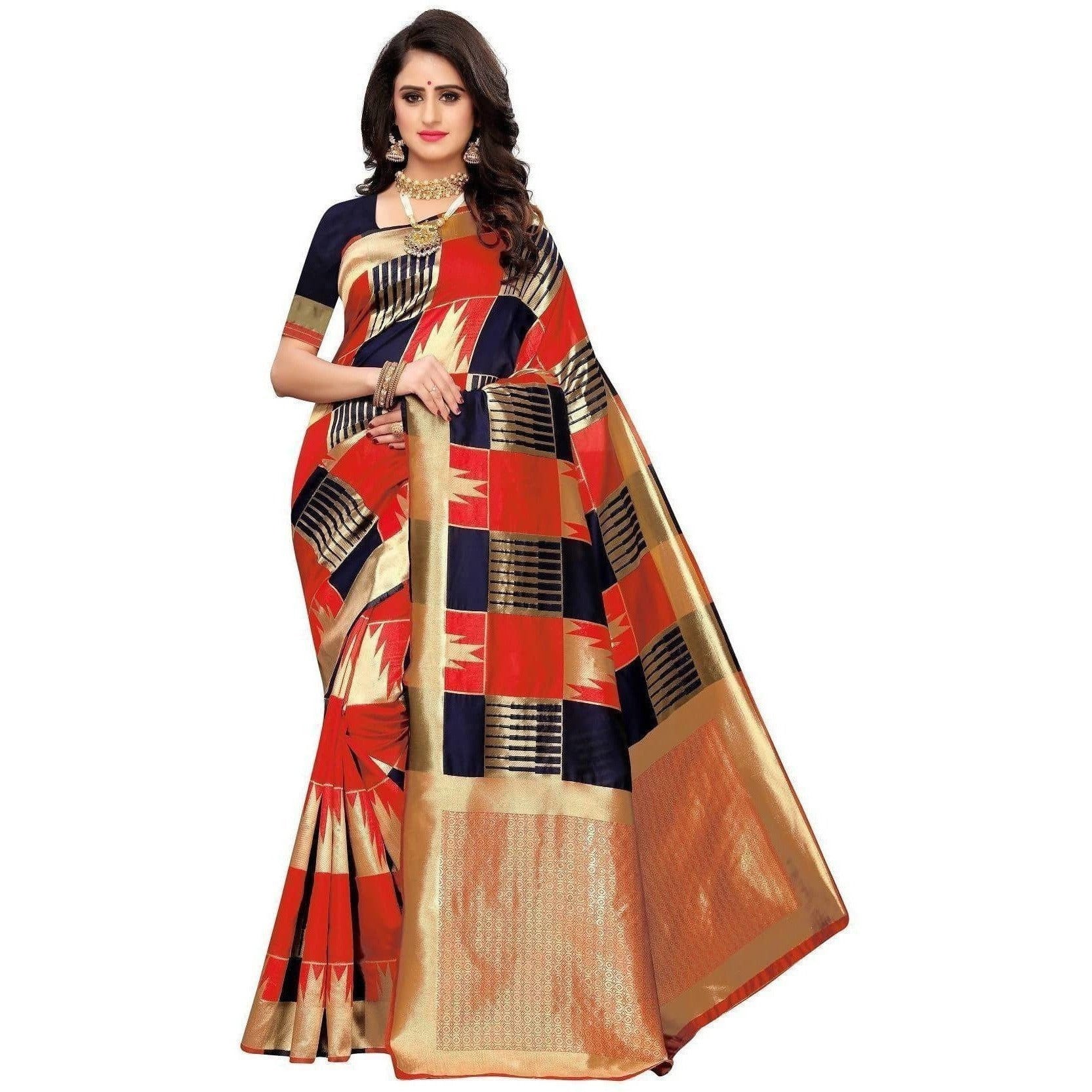 Vamika Banarasi Jaquard Red Weaving Saree (Banarasi 28)