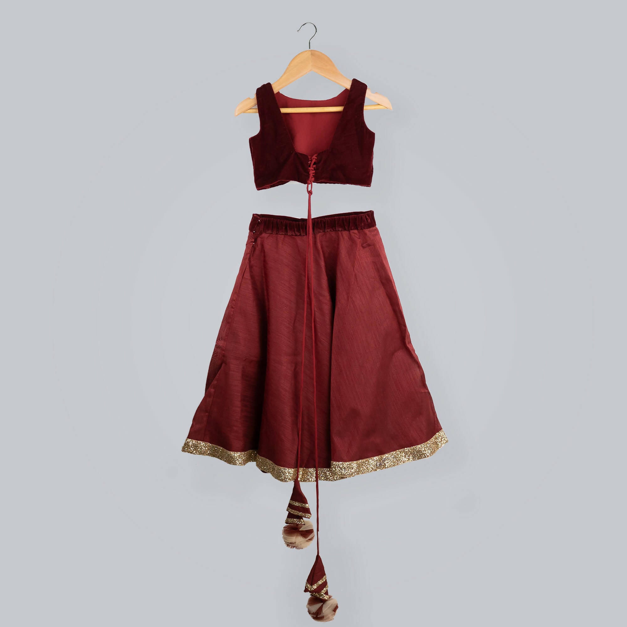 Pink Cow Fashions Red Ghagra Choli With Frill Dupatta - Distacart