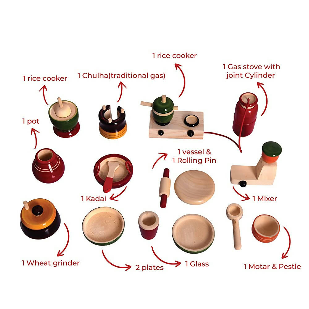 Desi Toys Wooden Kitchen Pretend Playset - Distacart