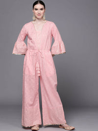 Thumbnail for Ahalyaa Women Pink Printed Basic Jumpsuit - Distacart