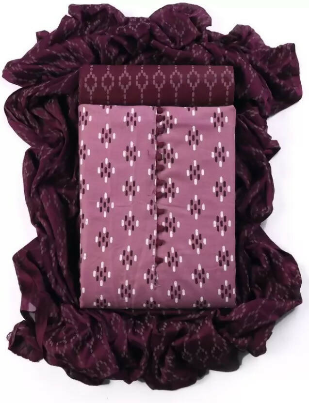 Pink Cotton Printed Unstitched Dress Material - Amara - Distacart