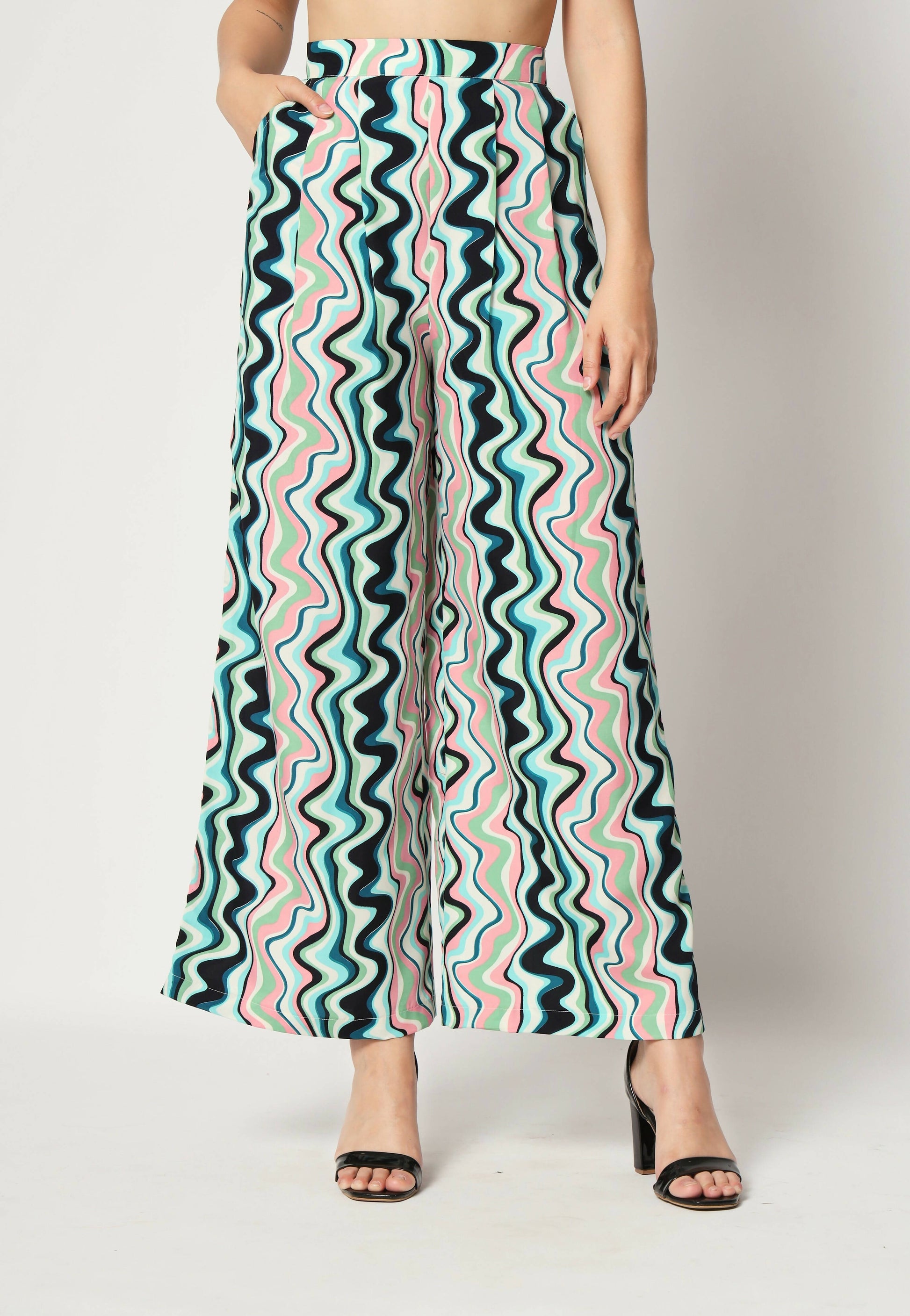 Light Blue Crepe Digital Printed Top With Matching Trouser - Shivani - Distacart