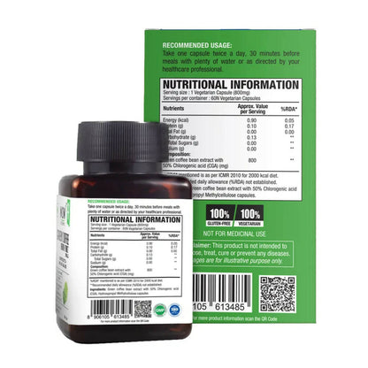 WOW Life Science Green Coffee Bean Extract Vegetarian Capsules - Distacart