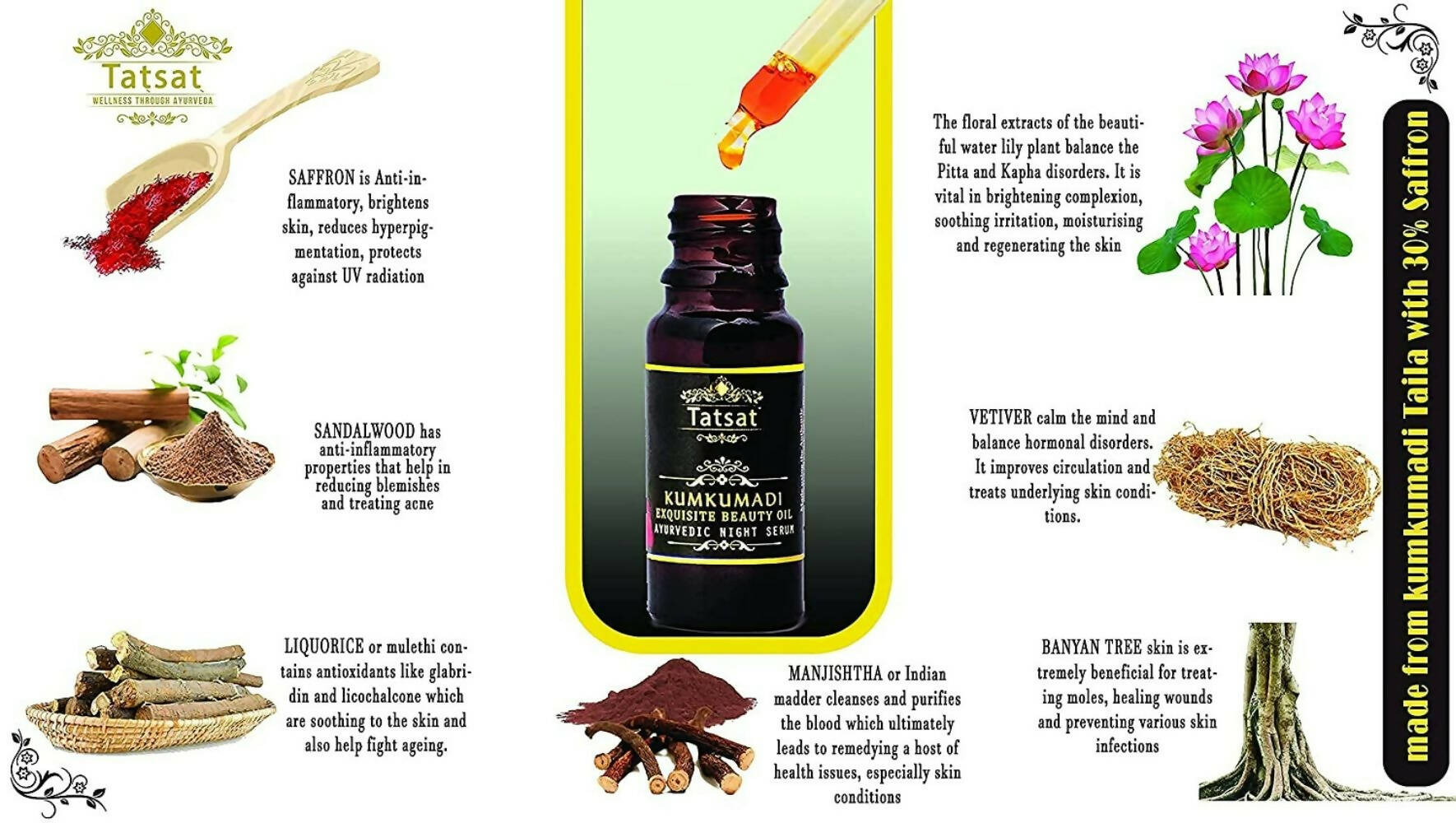 Tatsat Certified Ayurvedic Kumkumadi Exquisite Face Serum - Distacart