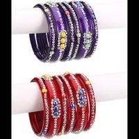 Thumbnail for Afast Bridal Wedding & Party Fashionable Colorful Glass Bangle/Kada Set, Pack Of 12 - Red, Blue - Distacart