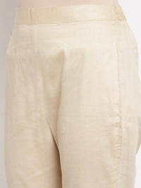 Thumbnail for Myshka Beautiful Women's Cream Cotton Solid Casual Trouser