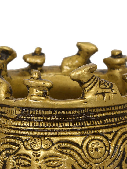 eCraftIndia Gold-Toned Handcrafted Brass Auspicious Nandi Kalash for Religious Offerings - Distacart